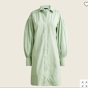 Puff-sleeve cotton poplin mini shirtdress
